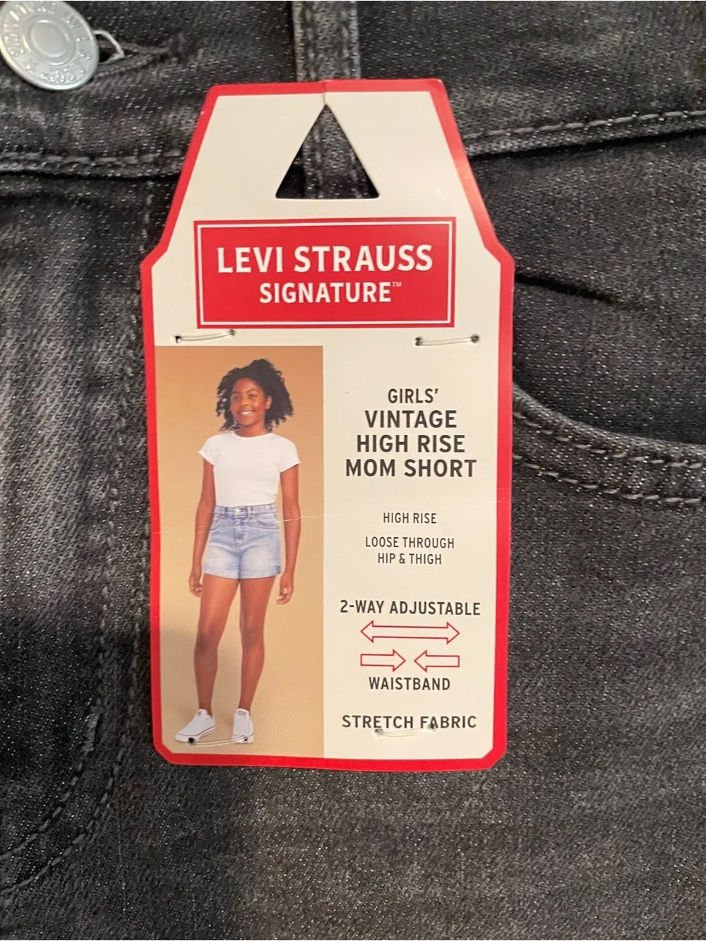 Levi Strauss Signature Girls' Vintage Black HighRise Cuffed Denim Shorts Size 10